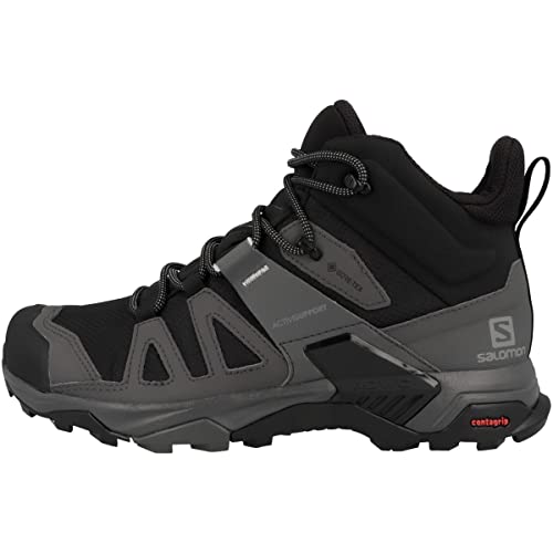 Salomon X Ultra 4 MID Gore-TEX Hiking Boots for Men, Black/Magnet/Pearl Blue, 9.5