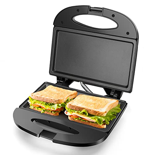 Aigostar Sandwich Maker with Non-stick Deep Grid Surface for Egg, Ham, Steaks Compact Electric Grill Tostadora de Pan Black, ETL Certificated, Roy