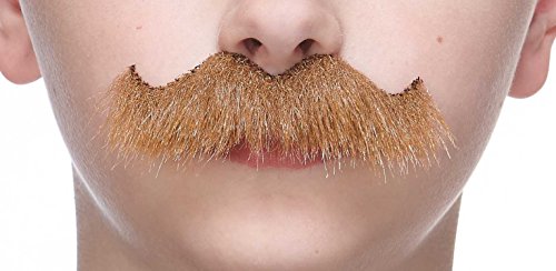 Mustaches Self Adhesive Rocking Grandpa's Fake Mustache for Kids, Novelty, Small False Facial Hair, Costume Accessory for Children, Chestnut Color