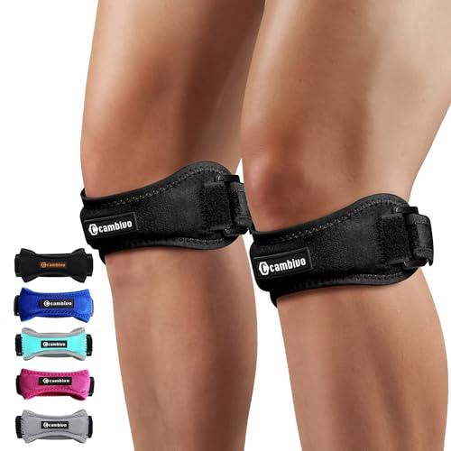 CAMBIVO 2 Pack Knee Braces for Knee Pain, Patella Knee Support Strap, Adjustable Patellar Tendon Stabilizer Band for Jumpers Knee, Tendonitis, Basketball, Running, Hiking, Volleyball, Tennis, Squats