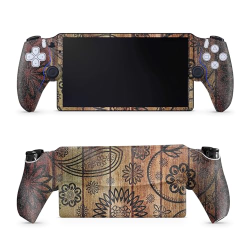 Glossy Glitter Gaming Skin Compatible with PS5 Portal Remote Player - Wooden Floral - Premium 3M Vinyl Protective Wrap Decal Cover - Easy to Apply | Crafted in The USA by MightySkins