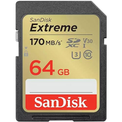 SanDisk 64GB Extreme SDXC UHS-I Memory Card - C10, U3, V30, 4K, UHD, SD Card - SDSDXV2-064G-GNCIN