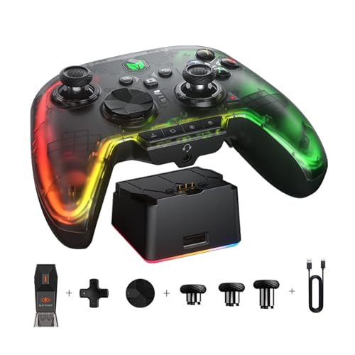 PC Controller, BIGBIG WON Wireless Controller Motion Control, Hall Trigger, ALPS Joystick, 3.5mm Audio, Gaming Controller for PC Windows/Android/iOS/Switch Pro Controller (Rainbow 2 Pro&Charging Dock)