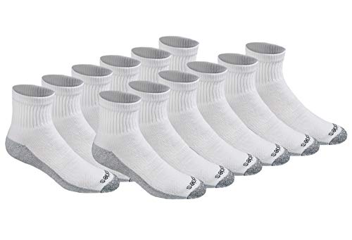 Dickies Men's Big & Tall Dri-Tech Moisture Control Quarter Socks (6, 18, White (12 Pairs), X-Large