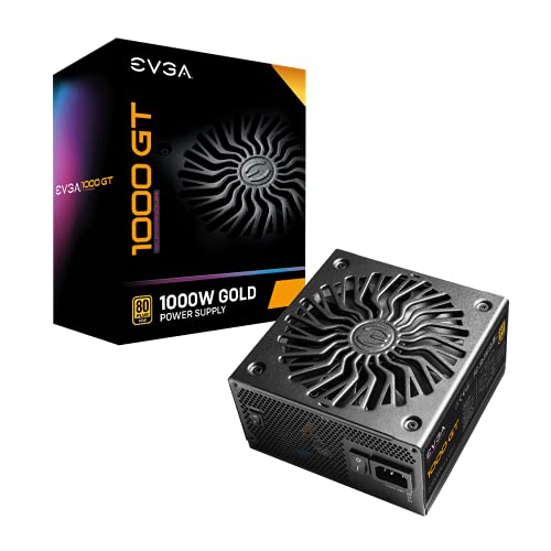 EVGA 1000 GT, 80 Plus Gold 1000W, Fully Modular, Eco Mode with FDB Fan, 100% Japanese Capacitors, 10 Year Warranty, Includes Power ON Self Tester, Compact 150mm Size, Power Supply 220-GT-1000-X1