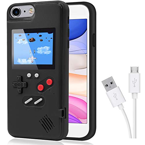 DIKKAR Game Case for iPhone, Retro Protective Case with Own Power Supply, 36 Small Games, Colour Display, Video Game Case for iPhone 6/6s/7/8/SE2 (Black)