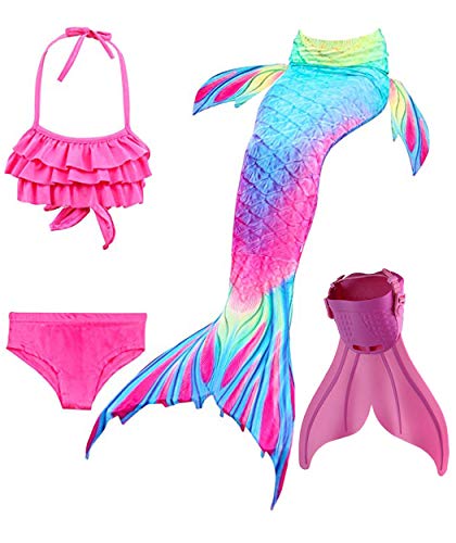 Superband Mermaid Tails with Mono Fin Sparkle Mermaid Swimsuit for Kids Girls Boys,3-4T