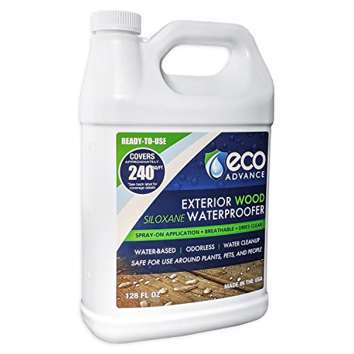 Eco Advance Exterior Wood Siloxane Odorless Spray-On Application Waterproofer Water Repellent, Safe for Use Around Plants, Pets, and People, 1 Gallon