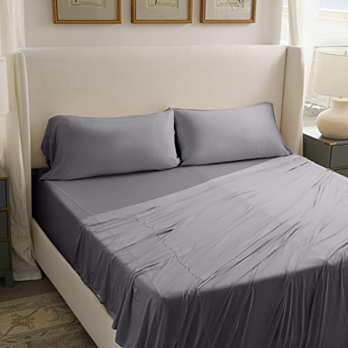 SHEEX Active Comfort Sheet Set, Ultra-Soft, Breathes Better Than Cotton - Pewter, Queen