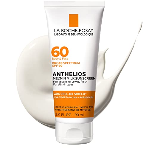 La Roche-Posay Anthelios Melt-In Milk Body & Face Sunscreen SPF 60, Oil Free Sunscreen for Sensitive Skin, Sport Sunscreen Lotion, Oxybenzone Free Sun Protection and Sun Skin Care