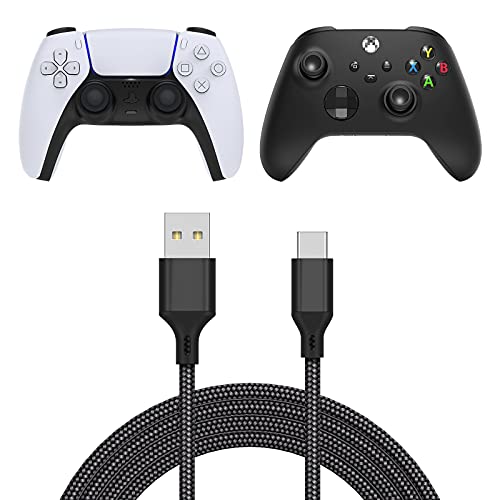 Charging Cable for Xbox Series/ PS5 Controller, Replacement USB C Cord Nylon Braided Long Fast Charging USB Type C Charger Cord Campatible with Xbox Series X/Xbox Series S/ for PS5 Controller - 16.4ft