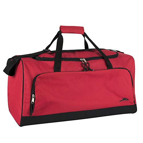 55 Liter, 24 Inch Lightweight Canvas Duffle Bags for Men & Women For Traveling, the Gym, and as Sports Equipment Bag/Organizer (Red 1)