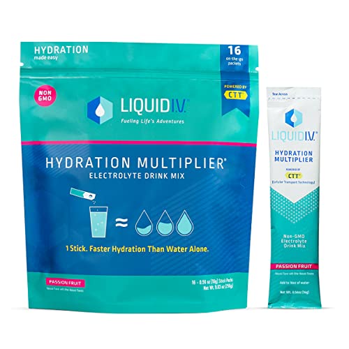 Liquid I.V. Hydration Multiplier - Passion Fruit - Hydration Powder Packets | Electrolyte Powder Drink Mix | Easy Open Single-Serving Sticks | Non-GMO | 1 Pack (16 Servings)