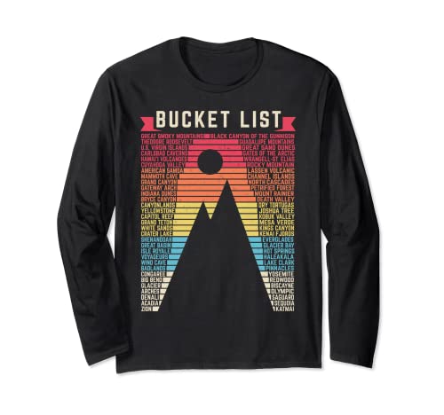 Vintage 62 US National Parks Scratch off Bucket list Travel Long Sleeve T-Shirt