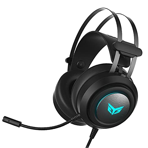 Ovann G30 USB Gaming Headset for PC & PS4 & PS5 Wired Noise Cancelling Gamer Headphone with Microphone, Virtual 7.1 Stereo Surround Sound and RGB Light, for Best & Top Audio-Comptuer Games