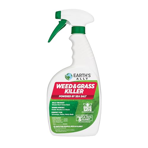 Earth's Ally Weed and Grass Killer | Safe, Pet-Friendly Natural Weed Control Spray for Patios, Driveways & Sidewalks, Ready-to-Use 24oz - Bee Safe, No Glyphosate Weed Killer