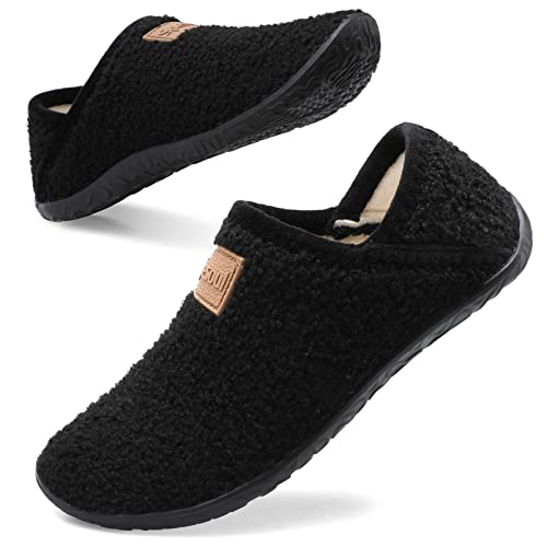 Fuzzy House Slippers for Women Men Indoor Closed Back Lightweight Cozy Faux Furry Lining Barefoot House Shoes Slipper Socks for Bedroom Home Office Yoga Outdoor Walking Shoes 10-10.5 Women/8-8.5 Men