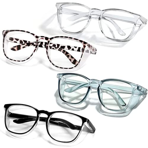 SQIMZAR 4 PCS Safety Glasses Goggles For Women Nurses Protective Eyewear,Anti Fog Safety Goggles