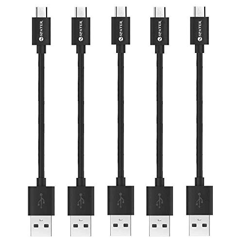 Short Micro USB Cable, 5-Pack 7-Inch Short Micro USB to USB 2.0 Charging Cables - Fast Android Charger Compatible for Samsung Galaxy S7 Edge Tab J7 Note 5, LG, Kindle, Sony, HTC One, Etc.