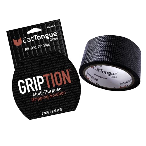 CATTONGUE GRIPS Non-Abrasive Anti Slip Grip Tape – 2” Thick Heavy Duty Tape for Indoor & Outdoor, Customizable, Waterproof, & Durable Anti-Slip Tape (Black, 10ft)