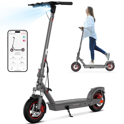 SISIGAD Electric Scooter Adults, Peak 630W Motor,25 Mph Top Speed,35 Miles Range,with Dual Brakes and Dual Shock Absorption 10' Tires, Portable Folding Commuting App Control