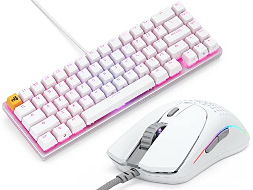 Glorious Keyboard and Mouse Combo Bundle Model O 2 White Gaming Mouse GMMK 2 White 65% Keyboard