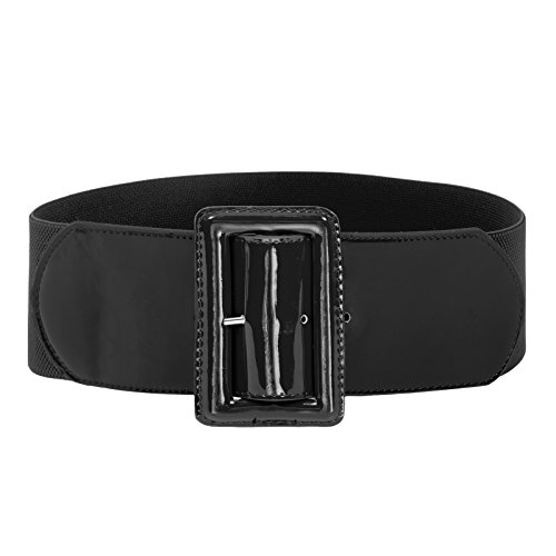 Women's Wide Patent Leather Fashion Belt Black,Small