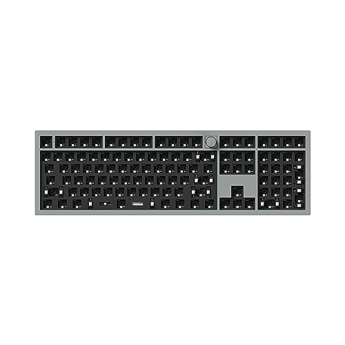 Keychron Q6 Pro Full-Metal QMK/VIA Programmable Knob Wireless Bluetooth/Wired USB Custom Mechanical Keyboard Barebone Version, Full Size Layout Hot Swappable RGB Backlit for Mac Windows Linux(Grey)