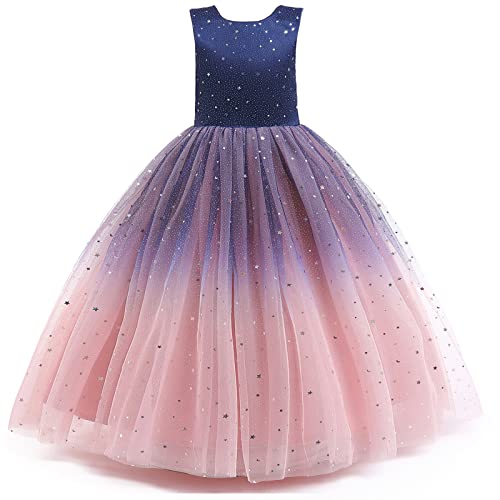 Girls Tulle Formal Wedding Dress Child's Ball Gown Sparkly Pageant Princess Bithday Party Dresses for Girls