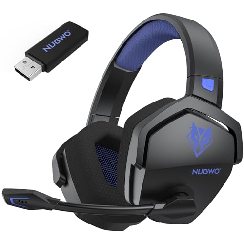 NUBWO G06 Dual Wireless Gaming Headset with Microphone for PS5, PS4, PC, Mobile, Switch: 2.4GHz Wireless + Bluetooth - 100 Hr Battery - 50mm Drivers - Blue