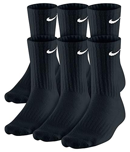 Nike Everyday Cushion Crew Socks, Unisex , Black/White, L (Pack of 6 Pairs )