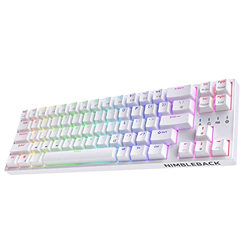 LTC NB681 Nimbleback Wired 65% Mechanical Keyboard, RGB Backlit Ultra-Compact 68 Keys Gaming Keyboard with Hot-Swappable Switch and Stand-Alone Arrow/Control Keys (Hot Swappable Brown Switch, White)