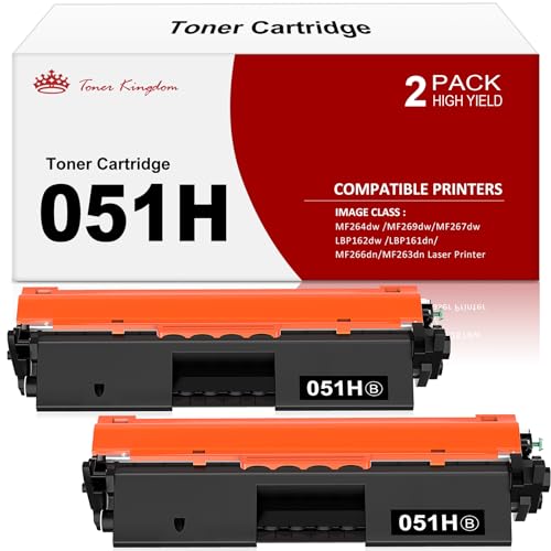 Toner Kingdom Compatible Toner Cartridge Replacement for Canon 051H 051 High Capacity for Canon ImageCLASS MF267dw LBP162dw MF264dw MF267dw Printer (Black, 2-Pack)