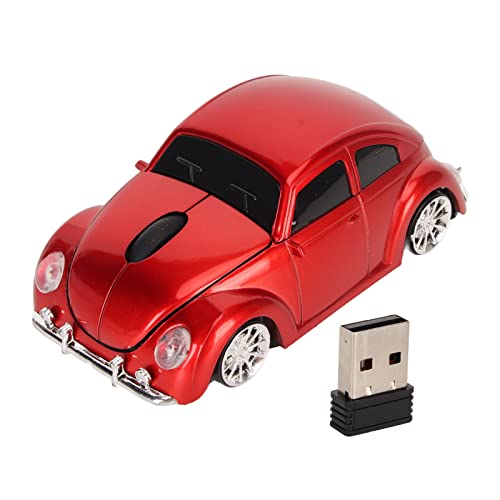 ciciglow Car Wireless Mouse, Cool 3D Sport Car Shape Ergonomic Optical Mice, 2.4GHz USB Computer Mice with LED Headlamp, Auto Sleep, for PC Laptop Computer Women Small Hands (Red)