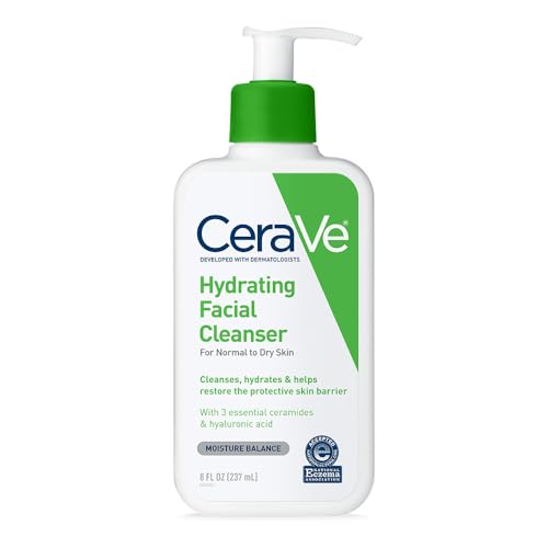CeraVe Hydrating Facial Cleanser | Moisturizing Non-Foaming Face Wash with Hyaluronic Acid, Ceramides and Glycerin | Fragrance Free Paraben Free | 8 Fluid Ounce