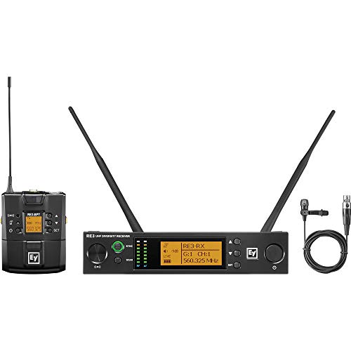 Electro-Voice RE3-BPCL Wireless Bodypack System, Includes RE3-ACC-CL3 Cardioid Lavalier Microphone with TA4F Connector, RE3-RX Diversity Receiver and RE3-BPT Bodypack Transmitter, 560-596MHz