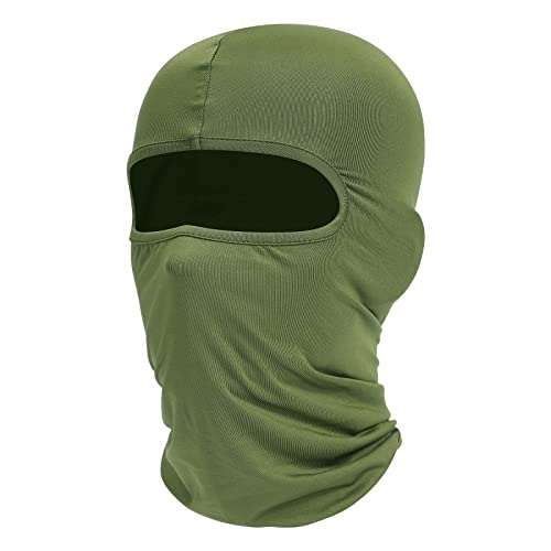 Fuinloth Balaclava Face Mask, Summer Cooling Neck Gaiter, UV Protector Motorcycle Ski Scarf for Men/Women Army Green