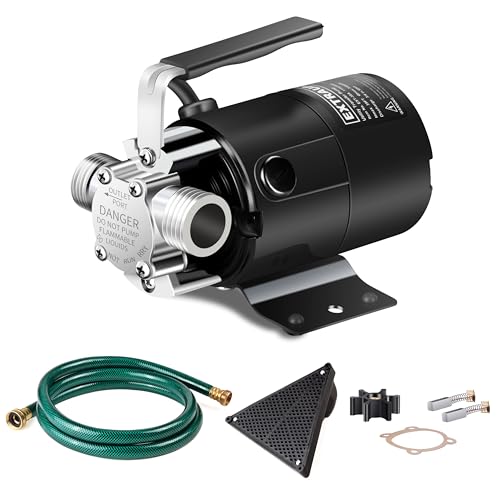 EXTRAUP Water Transfer Pump, 115V 330GPH Portable Electric Utility Water Pump with 6' Water Hose Kit, Low Suction Water Removal for Water Beds, Garden, Ponds, Pool, Rain Barrel, Aquariums, and More