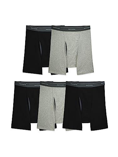 Fruit of the Loom Men's Coolzone Boxer Briefs, Moisture Wicking & Breathable, Assorted Color Multipacks, 5 Pack-Black/Gray