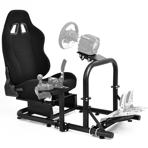 Dardoo Racing Simulator Cockpit Frame with Seat Fits for Logitech G923 G29 G920, Thrustmaster T80 T150, Fanatec, Xbox Adjustable Racing Wheel Stand Not Included Wheel, Pedal and Handbrake