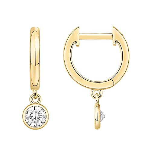 PAVOI 14K Yellow Gold Plated S925 Sterling Silver Post Drop/Dangle Huggie Earrings for Women | Dainty Round Earrings