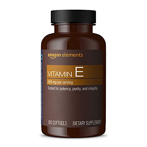 Amazon Elements Vitamin E, 400 IU, 100 Softgels, 100 days of supply (Packaging may vary)