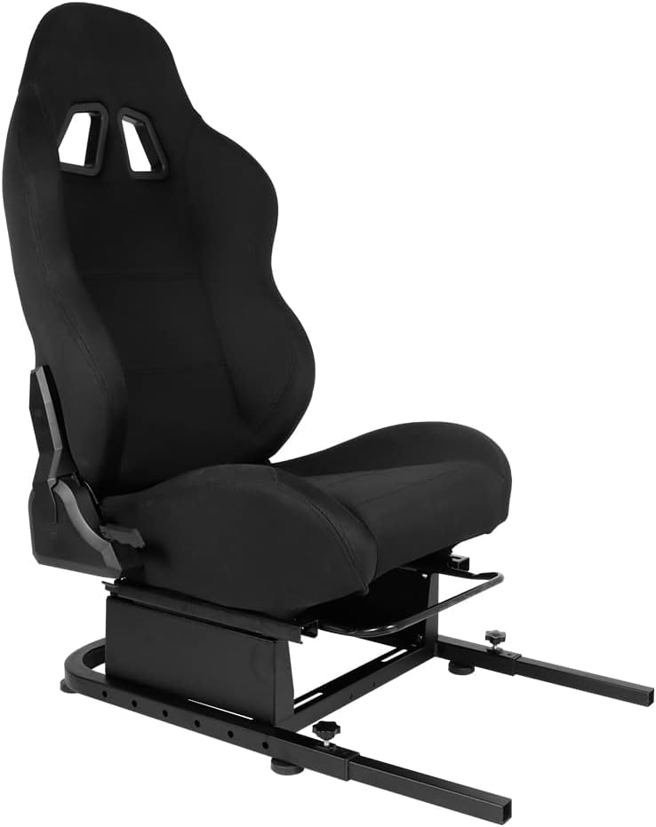 Supllueer Racing Sim Cockpit Seat for Steering Wheel Stand to Expand into Racing Simulator Cockpit with Black Double Locking Slides Cloth Breathable Gaming Seat Fit for Logitech, Thrustmaster