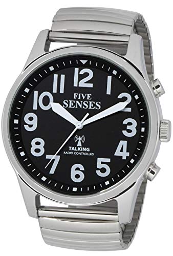 Five Senses English Atomic Jumbo Size (43mm /1.75in) Metal Talking Watch with Loud Alarm Clock for Visually impaired, Elderly Person 1523