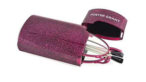 Foster Grant Women's Gideon Rectangular Reading Glasses, Magenta/Transparent, 64 mm, +2.50