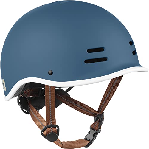 Retrospec Remi Kids' Bike Helmet for Youth Boys & Girls- Bicycle Helmet with Built-in Visor and Adjustable Reflective Straps for Skateboarding, Scooters, Rollerblading - Matte Navy - 49-53cm