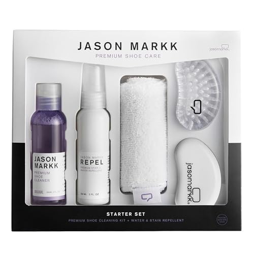 Jason Markk Starter Box - 2oz. Of Deep Cleaning Solution & Repel Spray - Delicates & Durables Brushes - Premium Microfiber Towel & Quick Wipes - Safe for Leather, Suede, Nubuck, Cotton, Knits & More