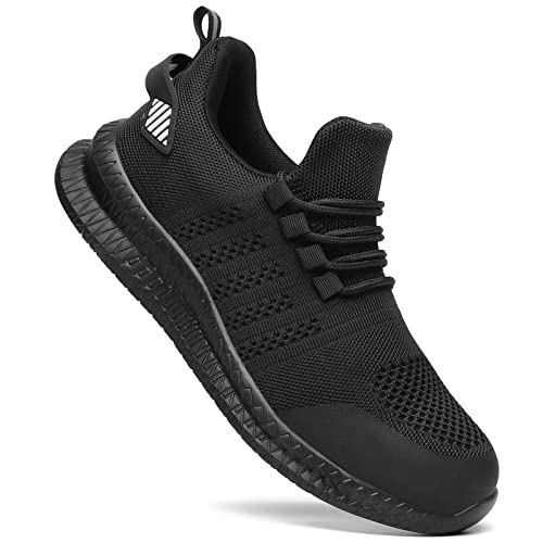 Steel Toe Shoes for Men and Women Comfortable Lightweight Work Safety Shoes Puncture Proof Slip Resistant Indestructible Sneakers Construction Work Utility Shoes Black M10.5