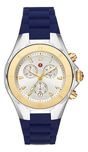 Michele Women's Navy Tahitan Two-Tone 18k Gold Jelly Bean Watch, 40mm