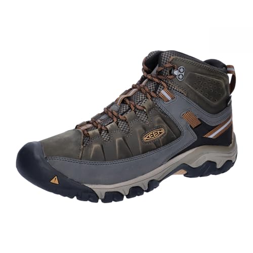 KEEN Men's Targhee 3 Mid Height Waterproof Hiking Boots, Black Olive/Golden Brown, 10.5 Wide